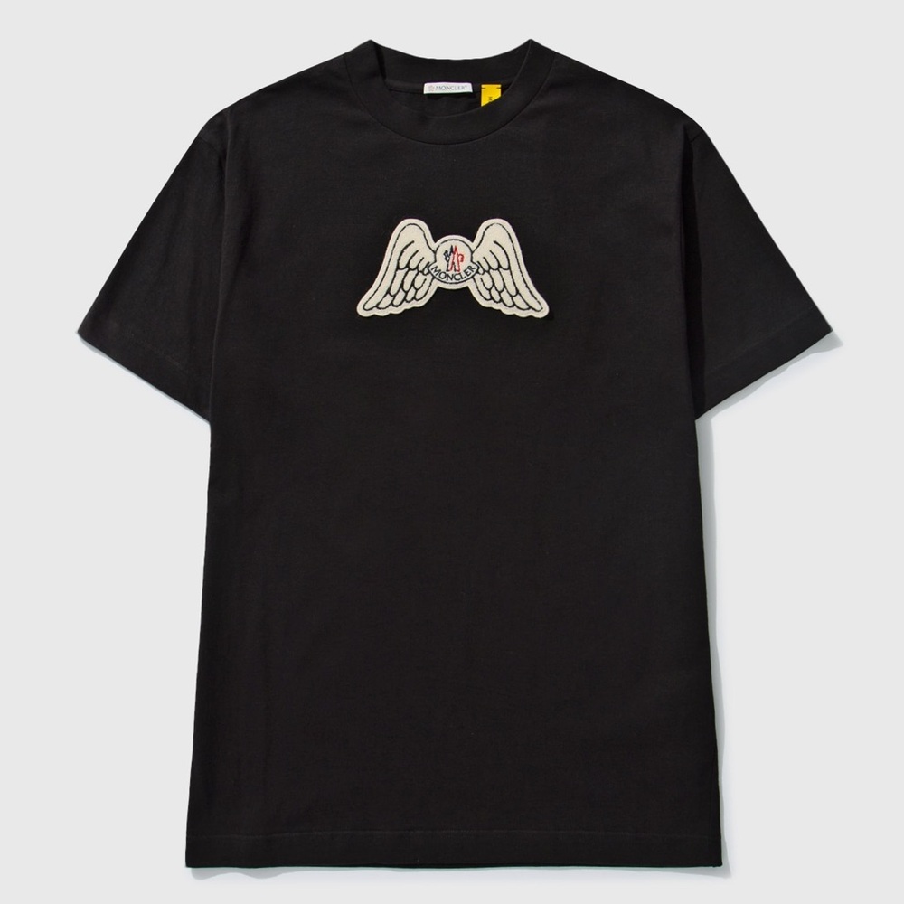 NWT Men’s Size Small Moncler X Palm Angels Wing Logo Tee 100% Cotton In Black